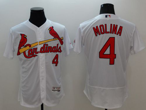 St. Louis Cardinals #4 Yadier Molina White Flexbase Collection Stitched MLB Jersey