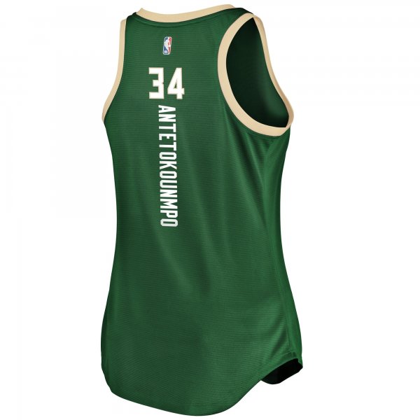 Women's Milwaukee Bucks Giannis Antetokounmpo Fanatics Hunter Green Fast Break Tank Jersey - Icon Edition