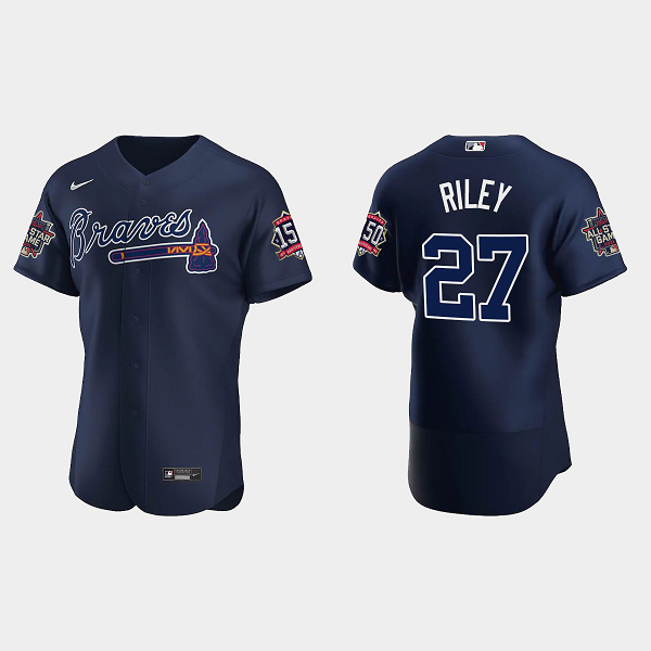 Men's Atlanta Braves #27 Austin Riley Navy Alternate 2021 MLB All-Star Jersey