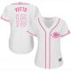 Cincinnati Reds #19 Joey Votto White/Pink Fashion Women's Stitched MLB Jersey