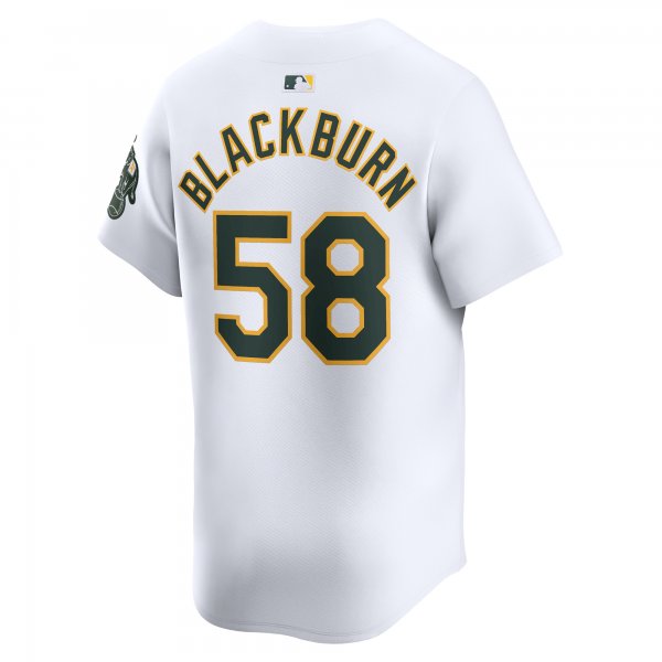 Men's Oakland Athletics Paul Blackburn Nike White Home Limited Player Jersey