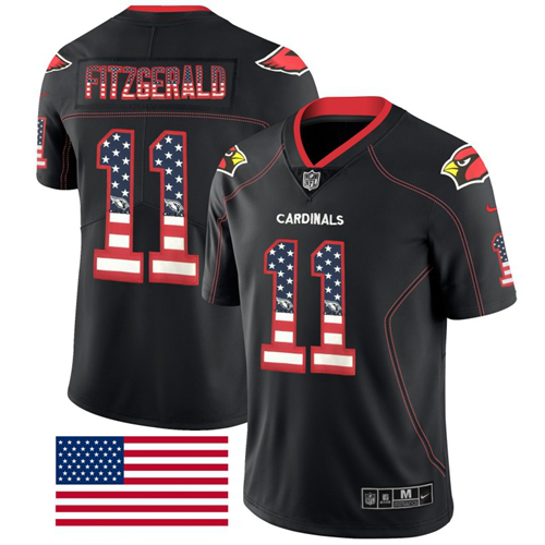 Nike Cardinals #11 Larry Fitzgerald Black Men's Stitched NFL Limited Rush USA Flag Jersey