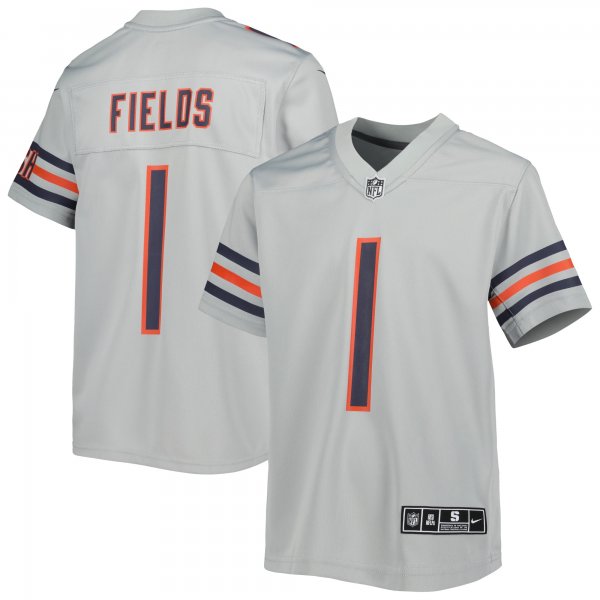 Youth Chicago Bears Justin Fields Nike Gray Inverted Game Jersey