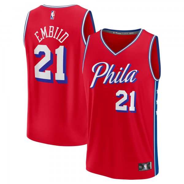 Men's Philadelphia 76ers Joel Embiid Fanatics Red Fast Break Replica Player Jersey - Statement Edition