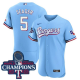 Men's Texas Rangers #5 Corey Seager 2023 World Series Champions Baby Blue Jersey