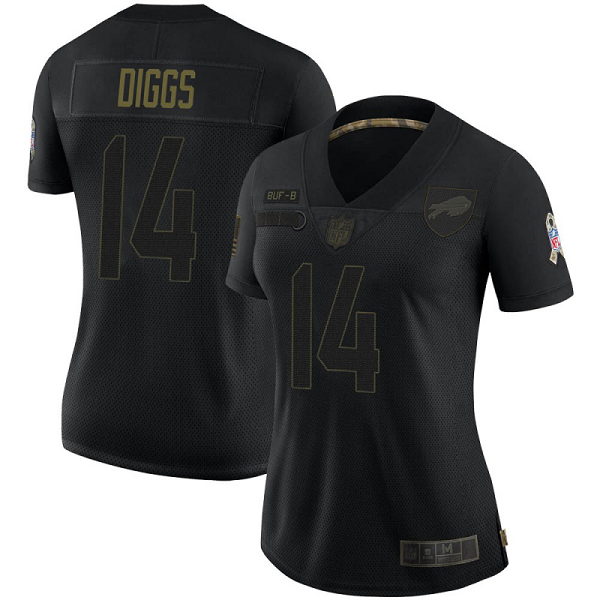 Women's #14 Stefon Diggs Buffalo Bills 2020 Salute To Service Black Limited Jersey