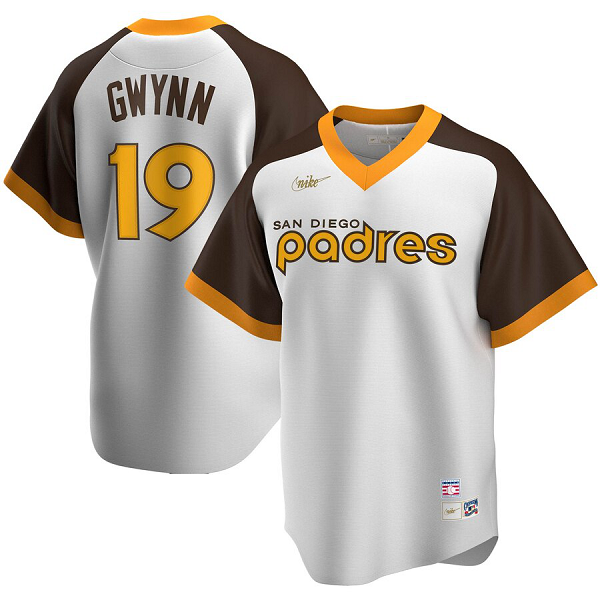 Men's NIKE San Diego Padres #19 Tony Gwynn San Home Cooperstown Collection Player White MLB Jersey