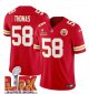 Men's Kansas City Chiefs #58 Derrick Thomas Red Super Bowl LIX F.U.S.E. Vapor Limited Stitched Jersey