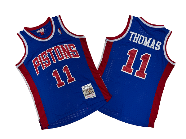 Men's Mitchell and Ness Detroit Pistons #11 Thomas 1988-89 Blue Mitchell and Ness Stitched NBA Jersey