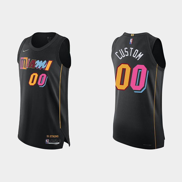 Men's Miami Heat #00 Custom 2021/22 75th Anniversary City Black NBA Jersey