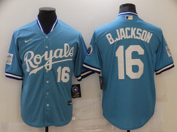 Men's Kansas City Royals #16 B.Jackson Light blue Game 2021 Nike MLB Jersey