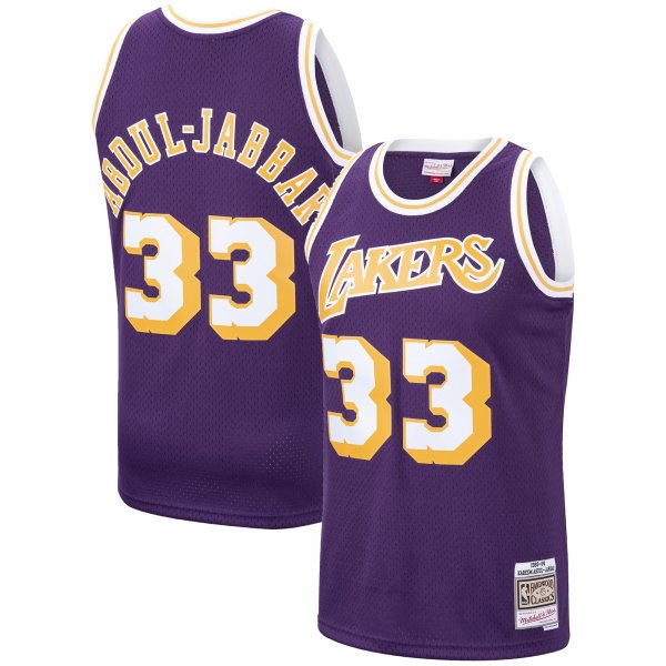 Men's Los Angeles Lakers Kareem Abdul-Jabbar Mitchell & Ness Purple Hardwood Classics Swingman Jersey