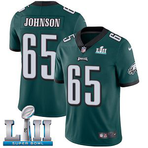 Men's Nike NFL Philadelphia Eagles #65 Lane Johnson Limited Home Midnight Green Vapor Untouchable Super Bowl LII Jersey