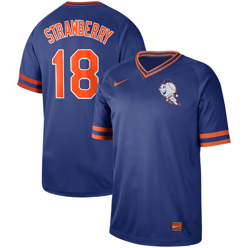 Men's Nike New York Mets #18 Darryl Strawberry Royal Cooperstown Collection Legend V-Neck MLB Jersey