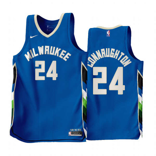 Milwaukee Bucks Pat Connaughton #24 Blue 2022-23 City Edition Jersey