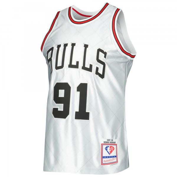 Men's Chicago Bulls Dennis Rodman Mitchell & Ness Platinum 1997/98 Hardwood Classics 75th Anniversary Swingman Jersey