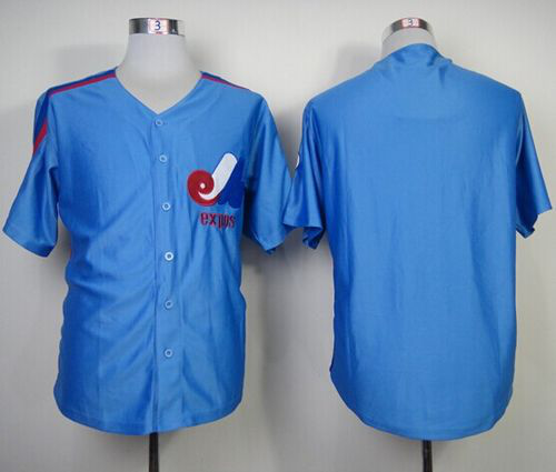 Mitchell And Ness Montreal Expos Blank Blue Throwback Stitched MLB Jersey