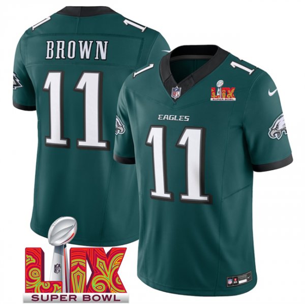 Youth Philadelphia Eagles #11 A.J. Brown Green Super Bowl LIX F.U.S.E. Vapor Untouchable Limited Stitched Jersey