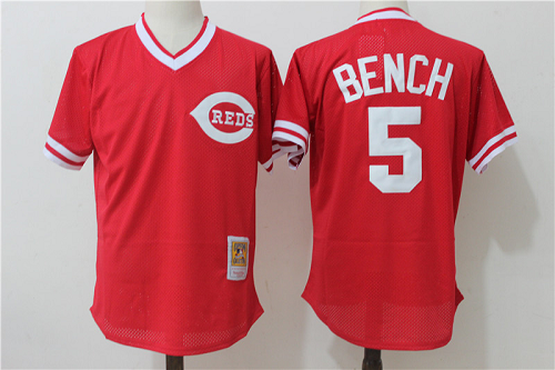 Mitchell and Ness Cincinnati Reds #5 Johnny Bench Red MLB Jersey