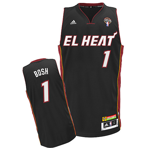 Latin Nights Men's Miami Heat #1 Chris Bosh Black Stitched NBA Jersey