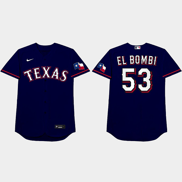 Adolis Garcia 2021 Players Weekend El Bombi Nickname Blue Men's Jersey