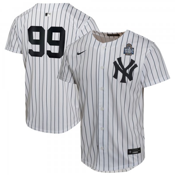 Youth #99 New York Yankees Aaron Judge Nike White 2024 World Series Home Game Player Jersey