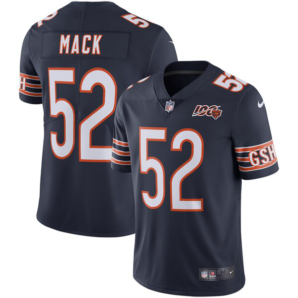 Men's Nike Chicago Bears #52 Khalil Mack Navy NFL 100th Season Limited NFL Jersey