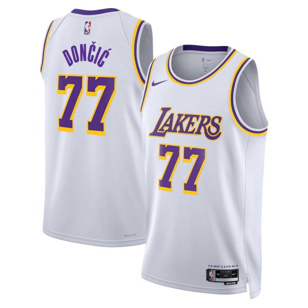 Men's Los Angeles Lakers Jordan Brand #77 Luka Doncic white Statement Edition Swingman Jersey