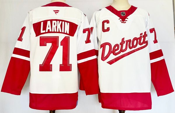 Men's #71 Dylan Larkin White Detroit Red Wings 2025 Stadium Series Premium Player Jersey