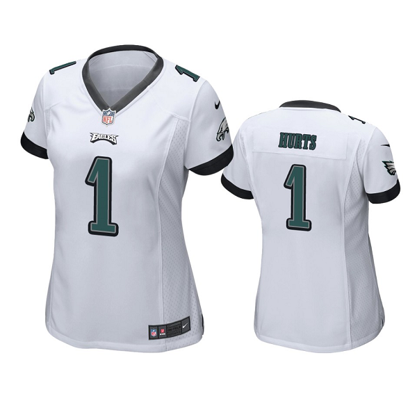 Women's Nike Philadelphia Eagles Jalen Hurts #1 Game White NFL Jersey