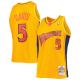 Men's Golden State Warriors #5 Baron Davis Ness Gold Hardwood Classics Reload 2.0 Swingman NBA Jersey