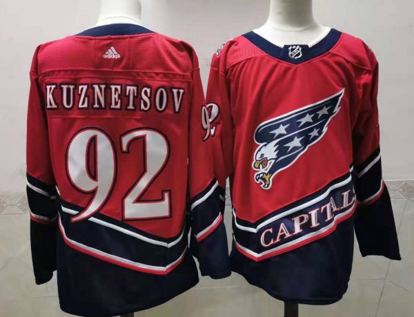 Men's #92 Evgeny Kuznetsov Washington Capitals Red and Navy NHL Jersey