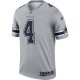 Men's Dallas Cowboys Dak Prescott Nike Gray Inverted Legend Jersey