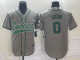 Men's Boston Celtics #0 Jayson Tatum Gray Baseball Jersey