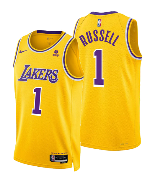 Men's Nike #1 Los Angeles Lakers D'Angelo Russell Icon Swingman Jersey