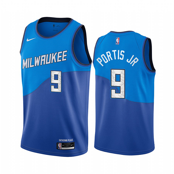 Nike Bucks #9 Bobby Portis Blue NBA Swingman 2020-21 City Edition Jersey