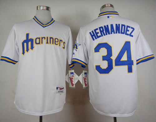 Seattle Mariners #34 Felix Hernandez White 1979 Turn Back The Clock Stitched MLB Jersey