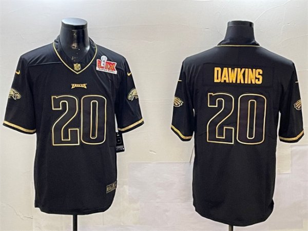 Youth Philadelphia Eagles #20 Brian Dawkins Black Gold Super Bowl LIX Salute To Service Vapor Untouchable Limited Stitched Jersey