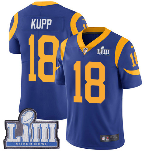 Nike Los Angeles Rams #18 Cooper Kupp Royal Blue Alternate Super Bowl LIII Bound Men's Stitched NFL Vapor Untouchable Limited Jersey