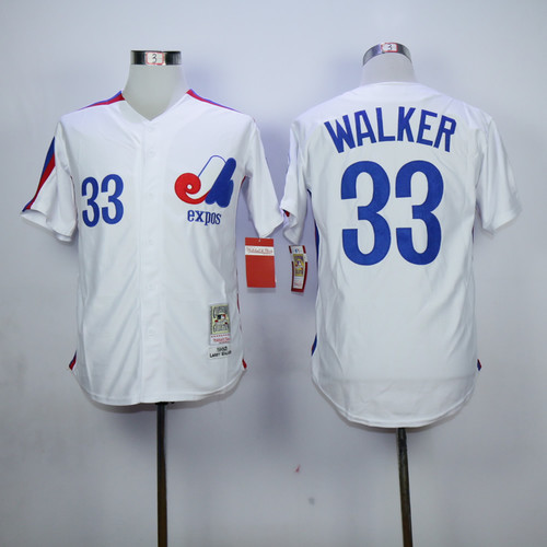 Montreal Expos #33 Larry Walker White Stitched MLB Jersey