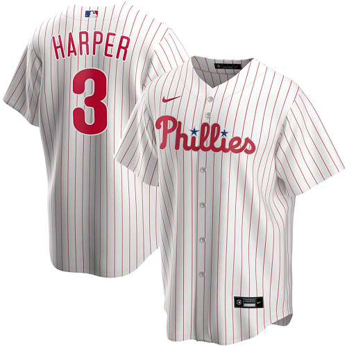 Men's Nike Philadelphia Phillies #3 Bryce Harper White Home 2020 MLB Jersey