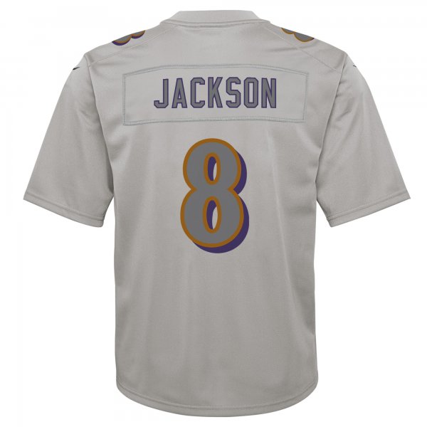 Youth Baltimore Ravens Lamar Jackson Nike Gray Atmosphere Fashion Game Jersey