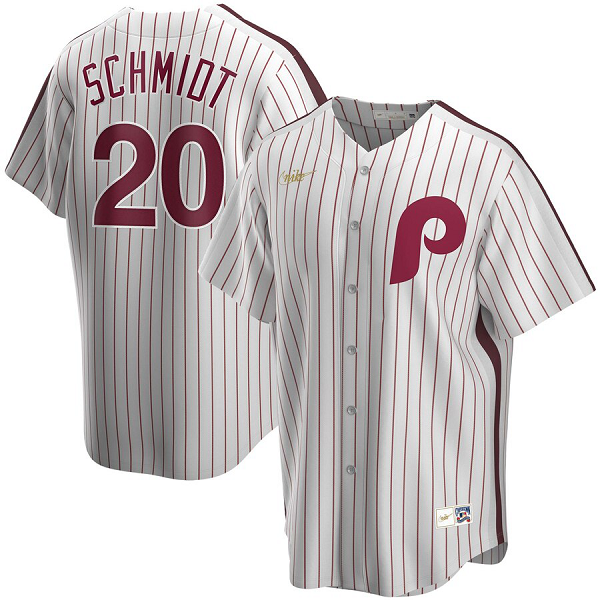 Men's NIKE Philadelphia Phillies #20 Mike Schmidt Home Cooperstown Collection Player White MLB Jersey