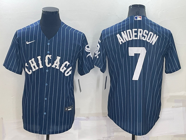 Men's Nike Chicago White Sox #7 Tim Anderson Blue Throwback MLB Cool Base Jersey