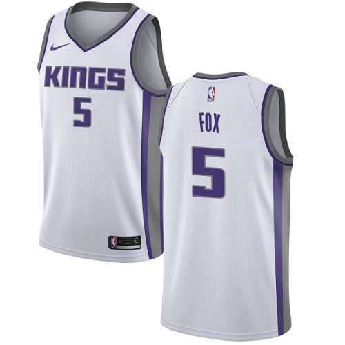 Men's Nike Sacramento Kings #5 De'Aaron Fox White Swingman Association Edition NBA Jersey