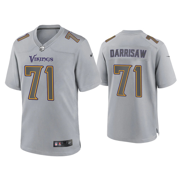 Men's Minnesota Vikings Christian Darrisaw Gray Atmosphere Fashion Game Jersey