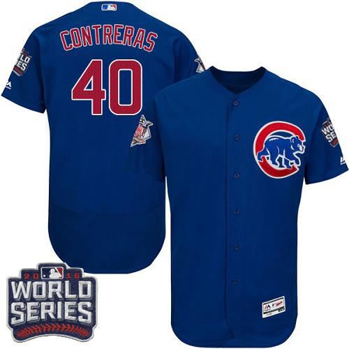 Chicago Cubs #40 Willson Contreras Blue Flexbase Collection 2016 World Series Bound Stitched MLB Jersey