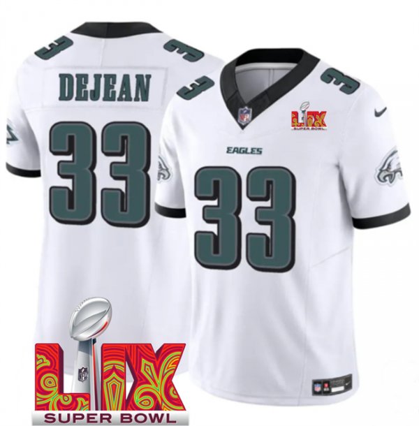 Men's Philadelphia Eagles #33 Cooper DeJean White Super Bowl LIX F.U.S.E. Vapor Untouchable Limited Stitched Jersey