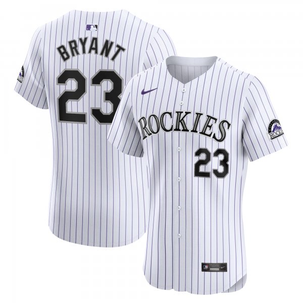 Men's Colorado Rockies Kris Bryant Nike White Home Elite Jersey