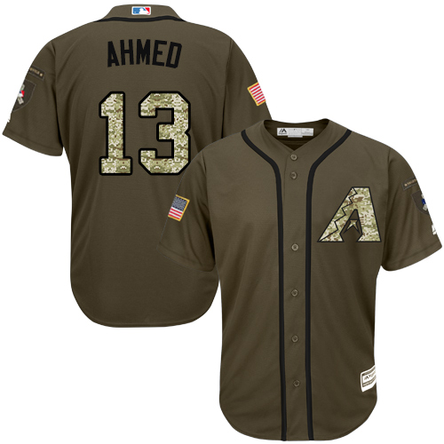 Arizona Diamondbacks #13 Nick Ahmed Green Salute to Service Stitched MLB Jersey